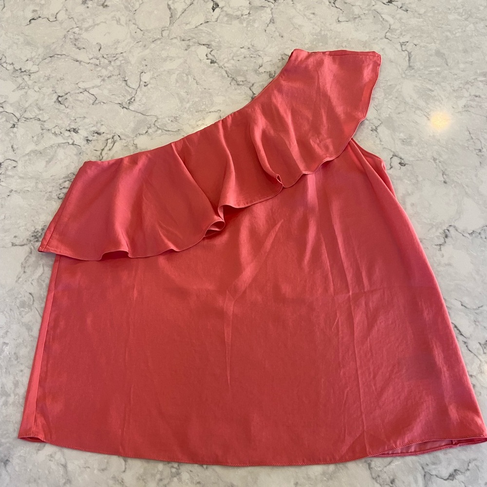 Pink silk one shoulder top size L